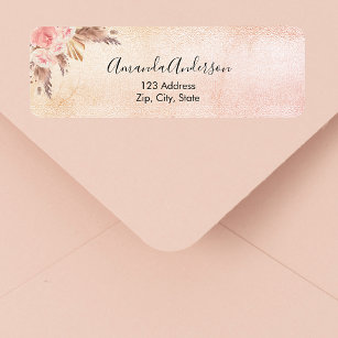 Etiqueta Rótulo do endereço de retorno floral de rosa de gr