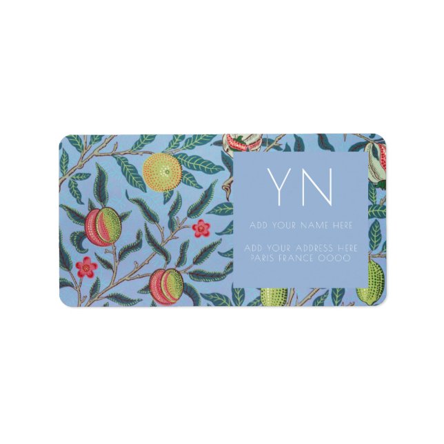 ETIQUETA RÓTULO DO ENDEREÇO WILLIAM MORRIS TULIP (Frente)