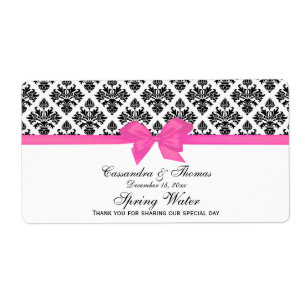 Etiqueta Rótulo do Frasco de Água Quente Rosa H, Preto, D
