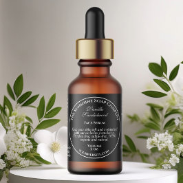 Etiqueta Rótulo do Frasco do Dropper Preto do Estilo Vintag