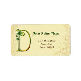 Etiqueta Rótulo do Monograma D irlandês Dourado