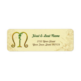 Etiqueta Rótulo do Monograma M irlandês Dourado