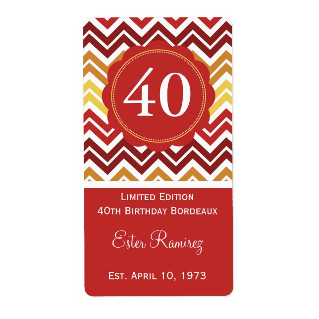 Etiqueta Rótulo do Vinho Chevron Vermelho (375 ml) (Frente)