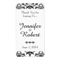 Rótulo do Vinho do Casamento tema damasco Negro e 