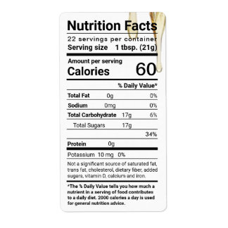 Etiqueta Rótulo dos Fatos Nutricionais de Mel