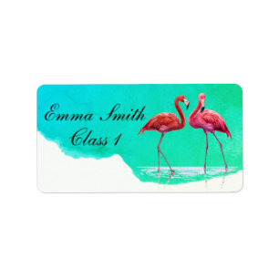 Etiqueta Rótulo Escolar Personalizado Flamingos