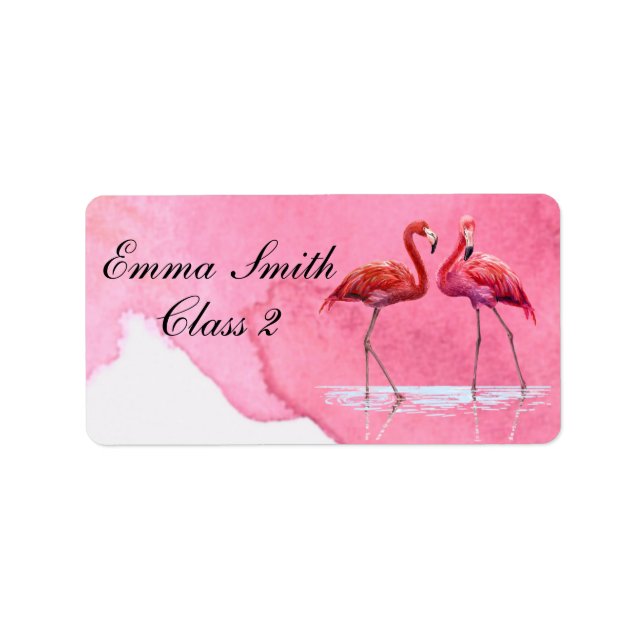 Etiqueta Rótulo Escolar Personalizado Flamingos (Frente)