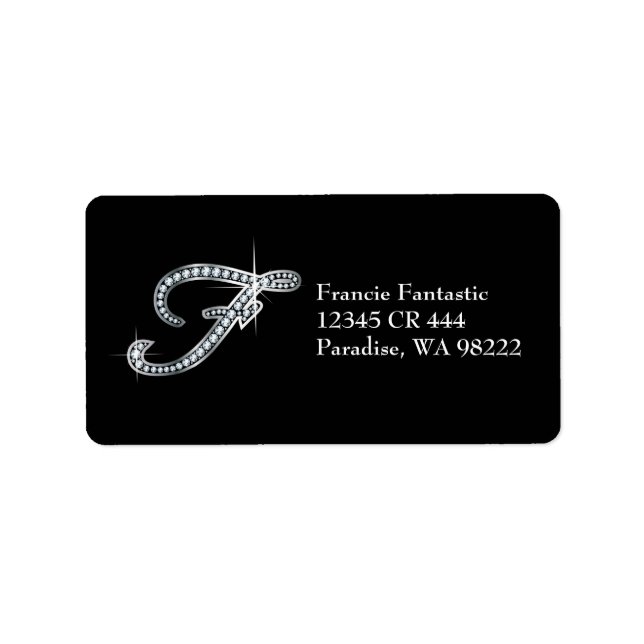 Etiqueta Rótulo F Script "Diamond Bling" (Frente)