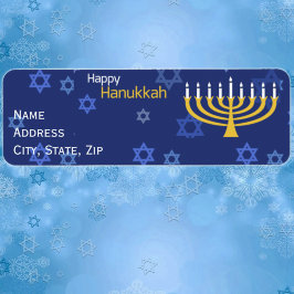 Etiqueta Rótulo Feliz de Hanukkah Menorah