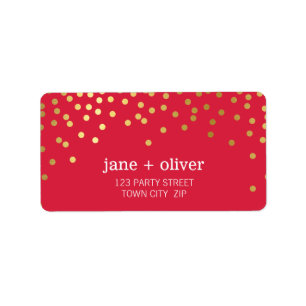 Etiqueta RÓTULO FESTIVO O moderno confetti spots vermelho 