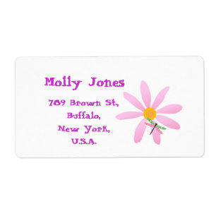 Etiqueta Rótulo Flor e Dragonfly-Sticky