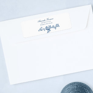 Etiqueta Rótulo Floral Inglês de Jouy Blue