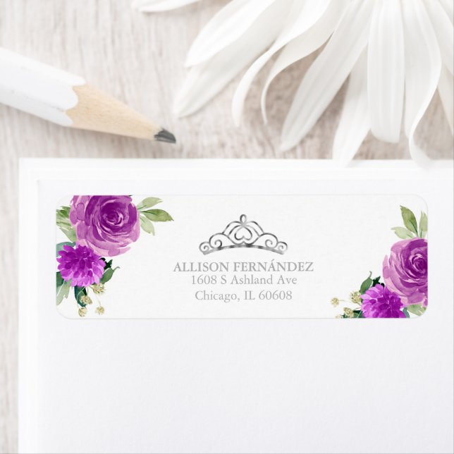 Etiqueta Rótulo Floral Puro Quinceanera Tiara (Insitu)