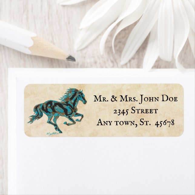 Etiqueta Rótulo Galloping Turquoise Horse (Insitu)