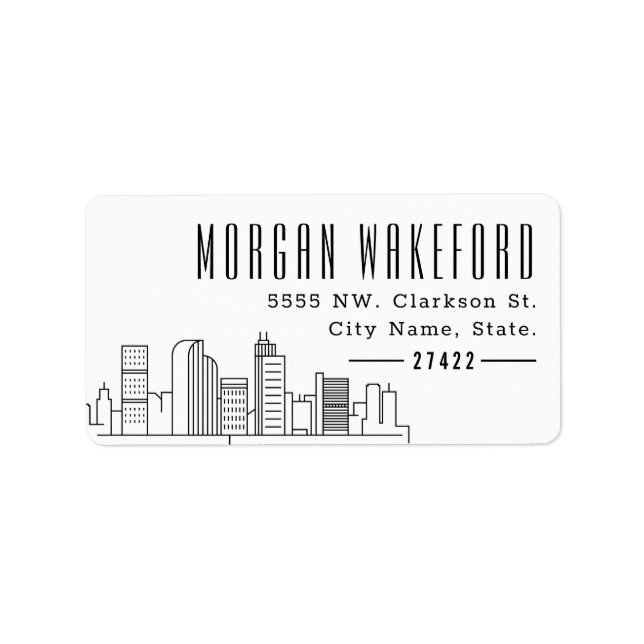 Etiqueta Rótulo Grande do Skyline Estilizado Denver (Frente)