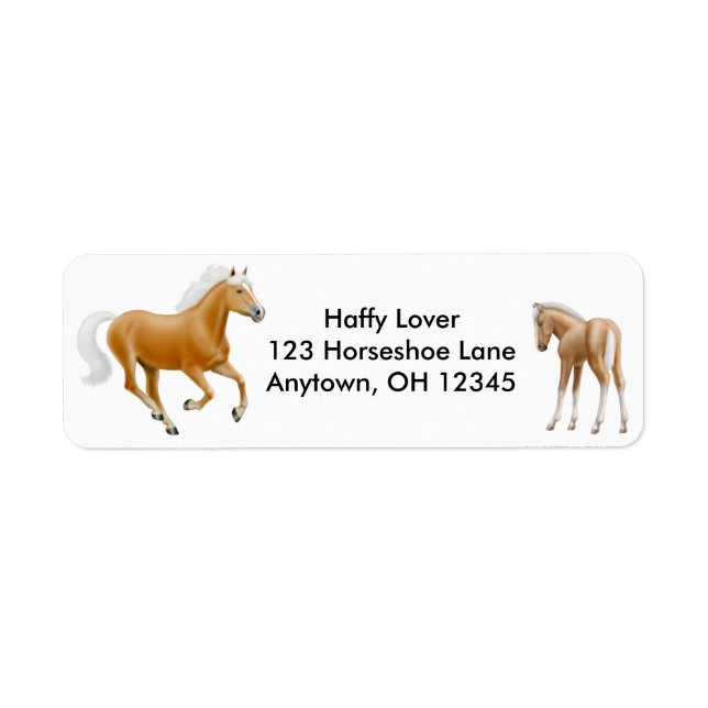 Etiqueta Rótulo Haflinger Palomino Horse (Frente)
