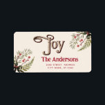Etiqueta Rótulo Holly botânico da Joy Vintage<br><div class="desc">Vintage Joy design botânico. Composição sofisticada e artística de cores. Uma obra de arte gráfica moderna e única feita para você. Você pode personalizar este produto adicionando seu próprio apelido ou monograma ou alterar texto. Presentes perfeitos para amantes de designs únicos.</div>