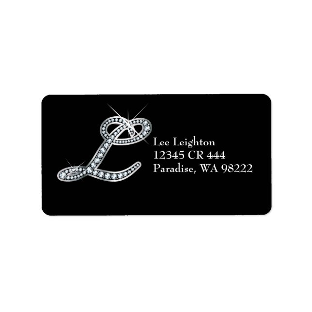 Etiqueta Rótulo L Script "Diamond Bling" (Frente)