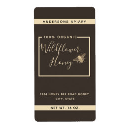 Etiqueta Rótulo minimalista do mel de abelha de ouro modern