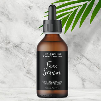 Etiqueta Rótulo Minimalista para Garrafa Conta-Gotas Preta