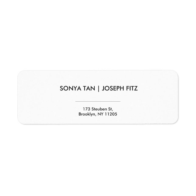 Etiqueta Rótulo Mínimo Elegante de Retorno de Casamento Mod (Frente)