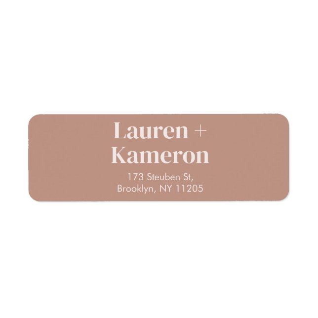 Etiqueta Rótulo Mínimo Elegante de Retorno de Casamento Mod (Frente)