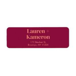 Etiqueta Rótulo Mínimo Elegante de Retorno de Casamento Mod