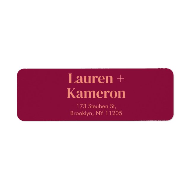 Etiqueta Rótulo Mínimo Elegante de Retorno de Casamento Mod (Frente)