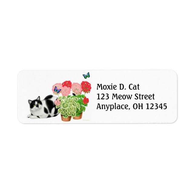 Etiqueta Rótulo Moxie Cat com Borboletas (Frente)