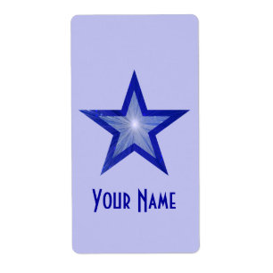 Etiqueta Rótulo 'Nome' da Estrela Azul Escuro grande azul p
