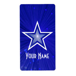 Etiqueta Rótulo 'Nome' da Estrela Azul Escuro texto branco