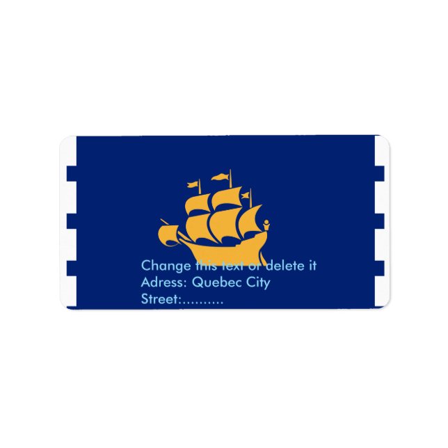Etiqueta Rótulo Personalizado com a Bandeira da Cidade de Q (Frente)