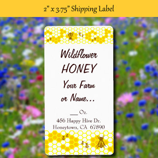 Etiqueta Rótulo Personalizado de 2" x 3,75" de Bee Honeycom