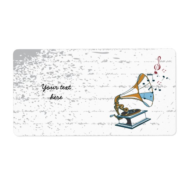 Etiqueta Rótulo personalizado de revisão gramofone (Frente)