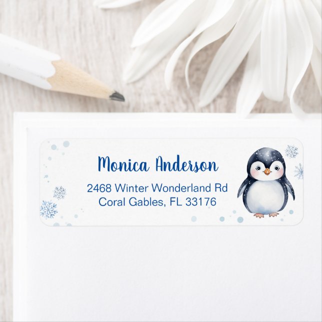 Etiqueta Rótulo Personalizado do Inverno Pinguim-Grito (Insitu)
