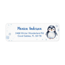 Etiqueta Rótulo Personalizado do Inverno Pinguim-Grito