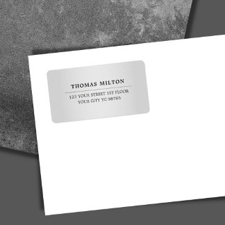 Etiqueta Rótulo Preto de Prata Faux Elegante Minimalista