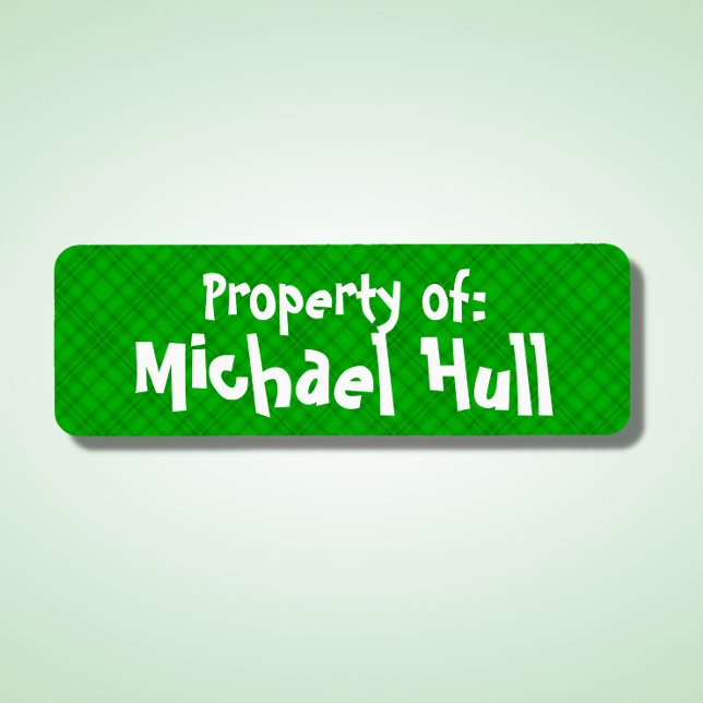 Etiqueta Rótulo "Propriedade de:" da Xadrez verde (Criador carregado)