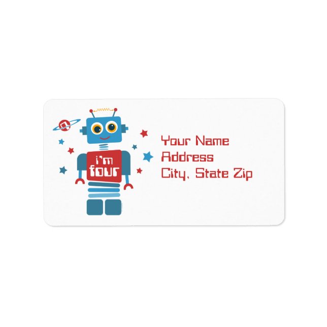 Etiqueta Rótulo Robot 4º Aniversário (Frente)