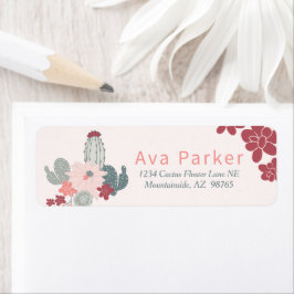 Etiqueta Rótulo Rosa Suculente do Cactus Chic