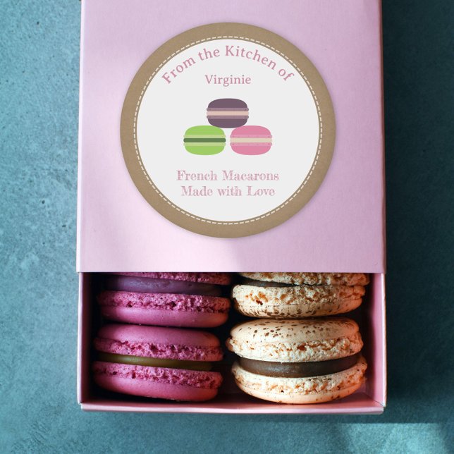 Etiqueta Rótulo Russo para Macarons Franceses (Rustic French Macarons Sticker)