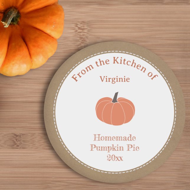 Etiqueta Rótulo Russo Pumpkin (Rustic Pumpkin Pie Label Sticker)