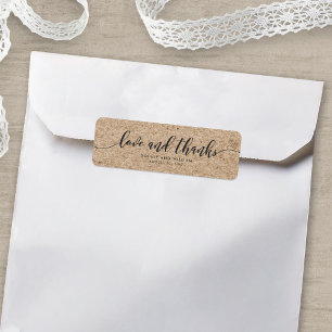 Etiqueta Rótulo Rustic Kraft Script Love & Obrigados