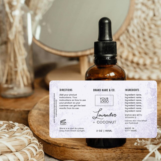 Etiqueta Rótulo Rústico Lavanda Personalizável do Produto (Criador carregado)