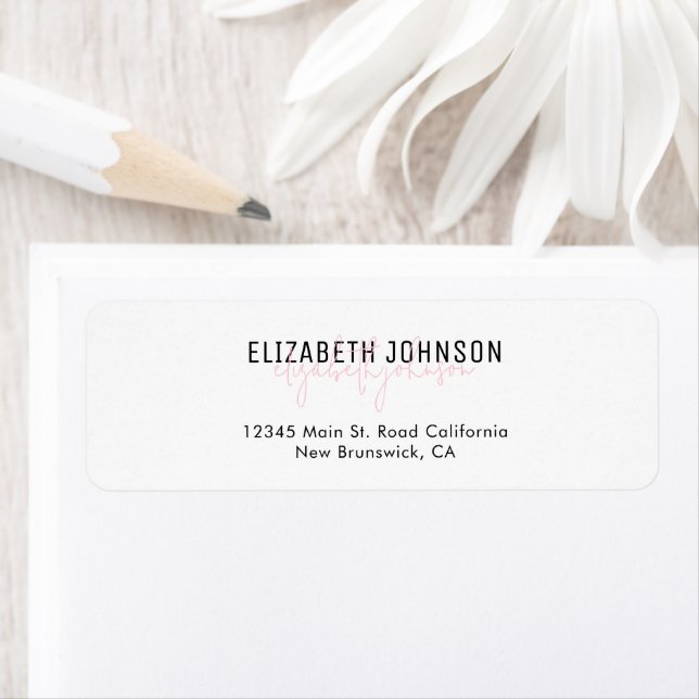 Etiqueta Rótulo Simples Rosa Menino do Script de Caligrafia (Insitu)