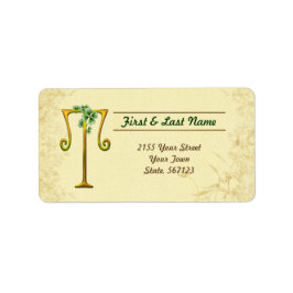 Etiqueta Rótulo T do Monograma Dourado irlandês