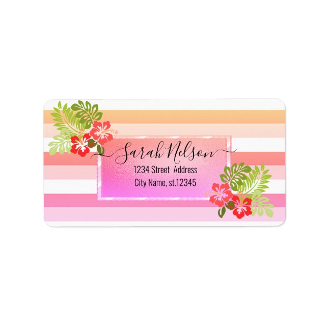 Etiqueta Rótulo Tropical Moderna, Hibiscus (Frente)