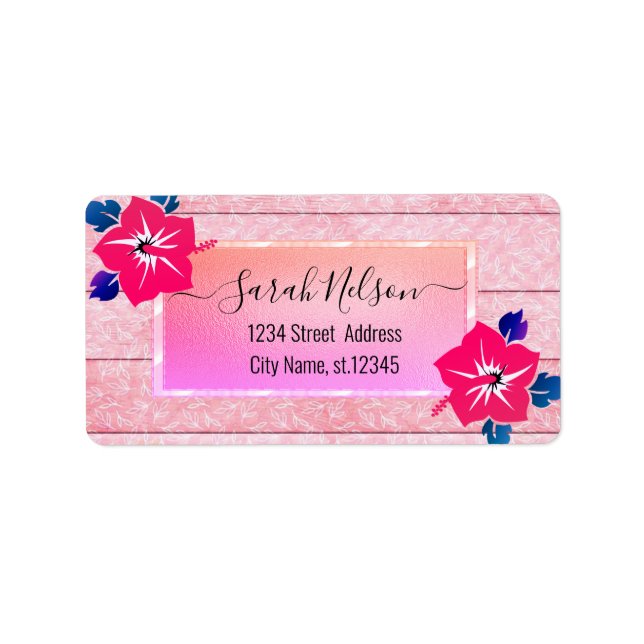 Etiqueta Rótulo Tropical Moderna, Hibiscus (Frente)