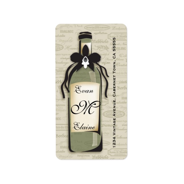 Etiqueta Rótulo Varietal Sofisticado do Vinho (Frente)