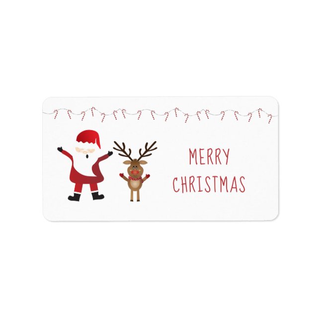 Etiqueta Rótulo Vermelho das Canas de Reindeer de Santa Cla (Frente)